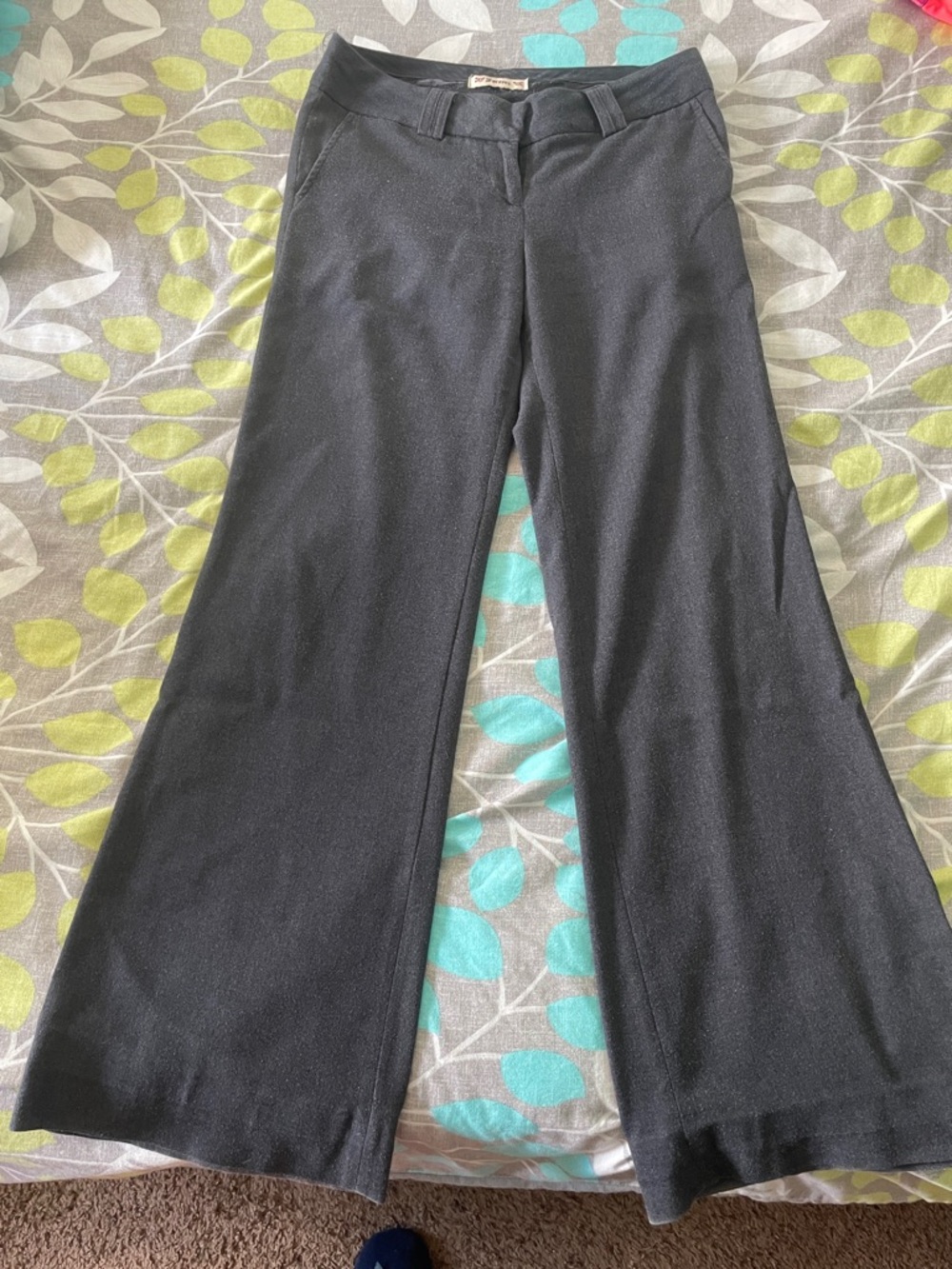 Grey Wide-Leg Dress Pants